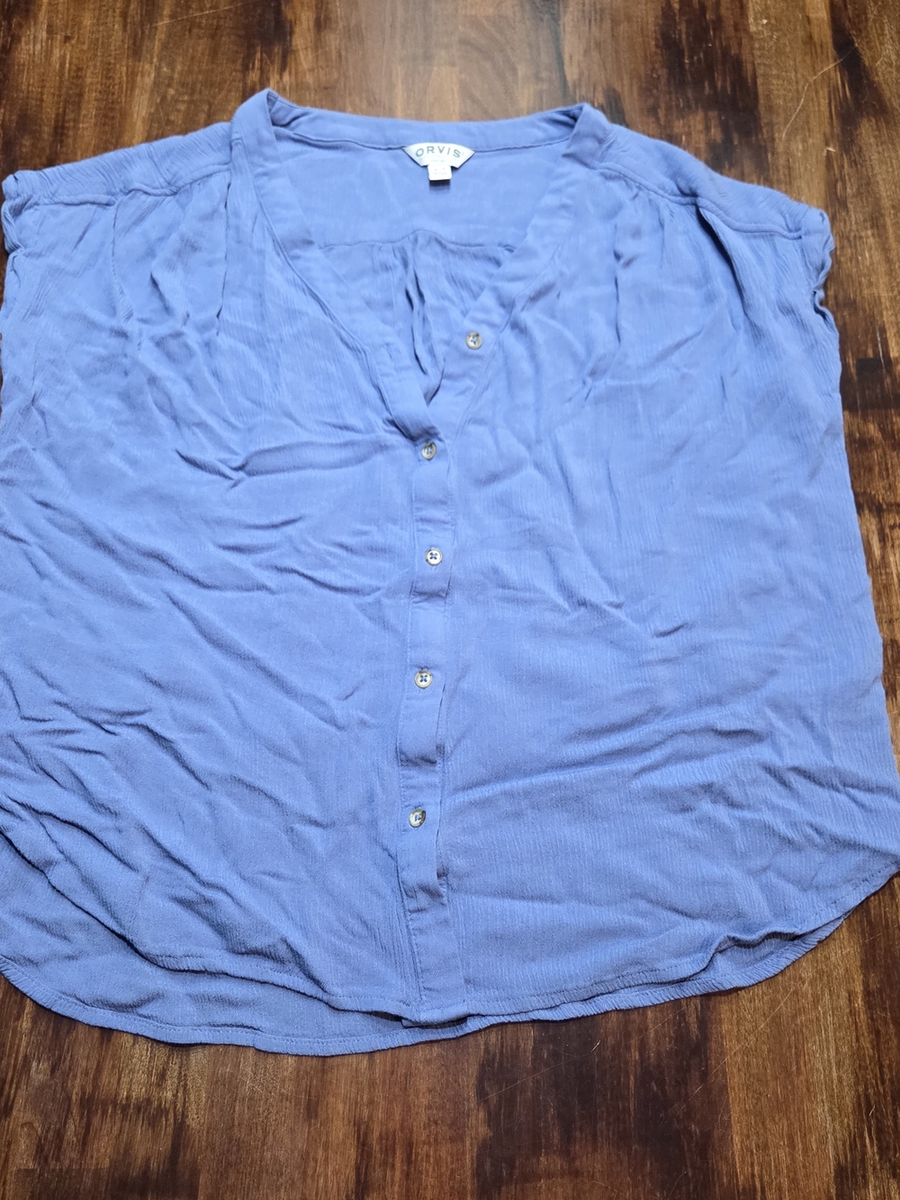 Orvis Women's Short Sleeve Button Front Shirt, Blue, M 100% rayon gorpcore
